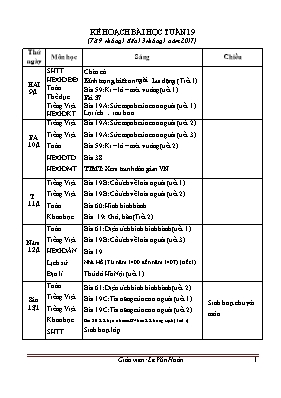 Kế hoạch bài học tuần 19 lớp 4 - Năm học 2016-2017 - Lê Văn Hoàn